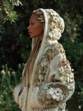 Women's Bohemian Style Plant Flower Pattern Embroidered Hooded Sweater Jacket elevenforest