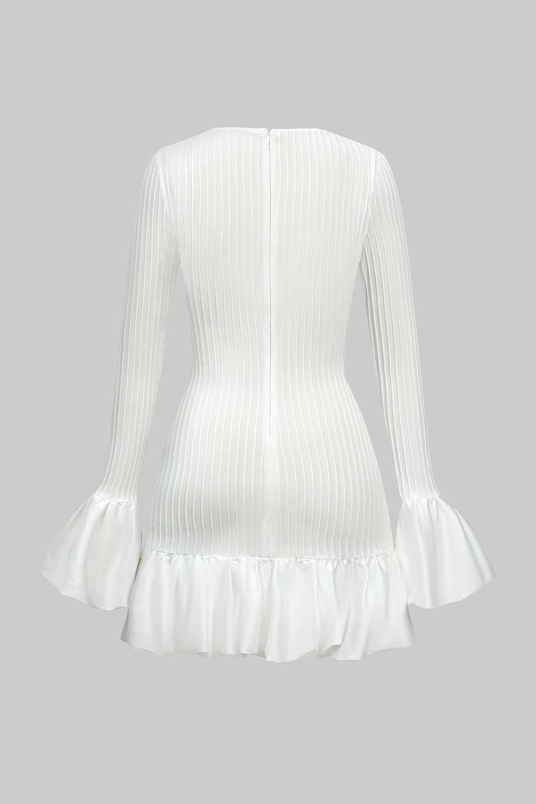 Color Puff Bell Sleeve Mini Dress
