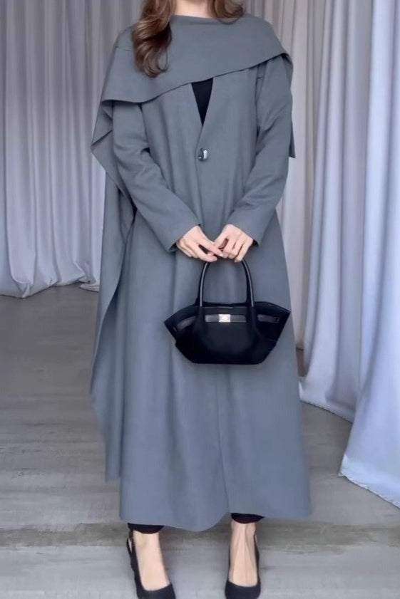 Cape Sleeve Color Long Overcoat
