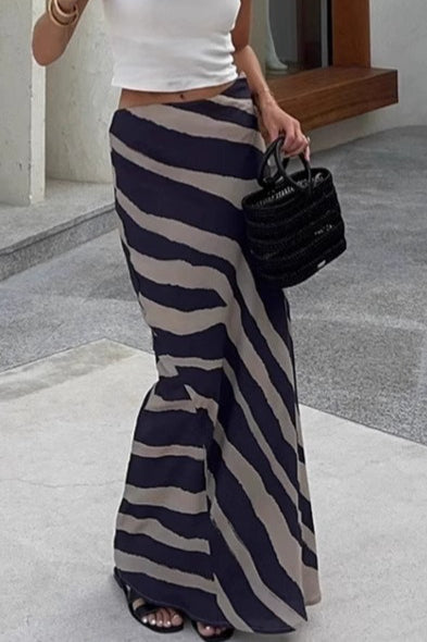 High-waist Zebra Maxi Skirt
