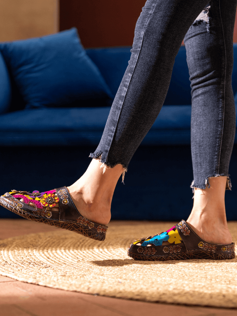 Soffia | Brickell Tropical Cut-out Leather Sandal