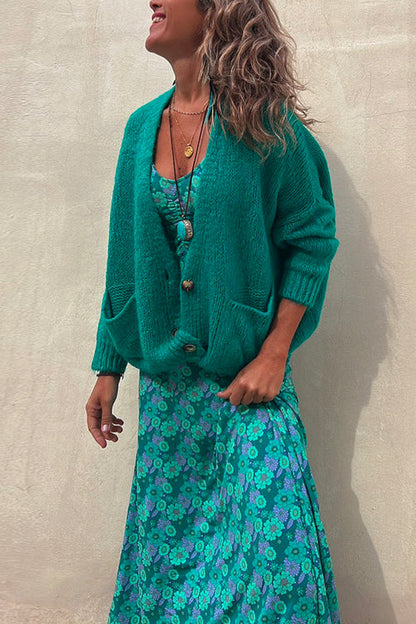 Moxidress Button Down Pockets Sweater Cardigan