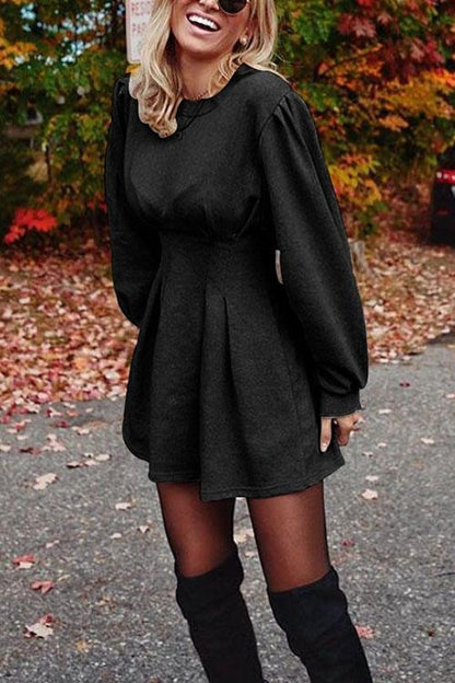 High Waist Swing Skirt Sweatshirt Dress