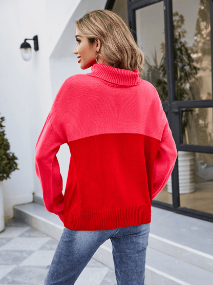 Denver Mock Neck Contrast Knit Sweater