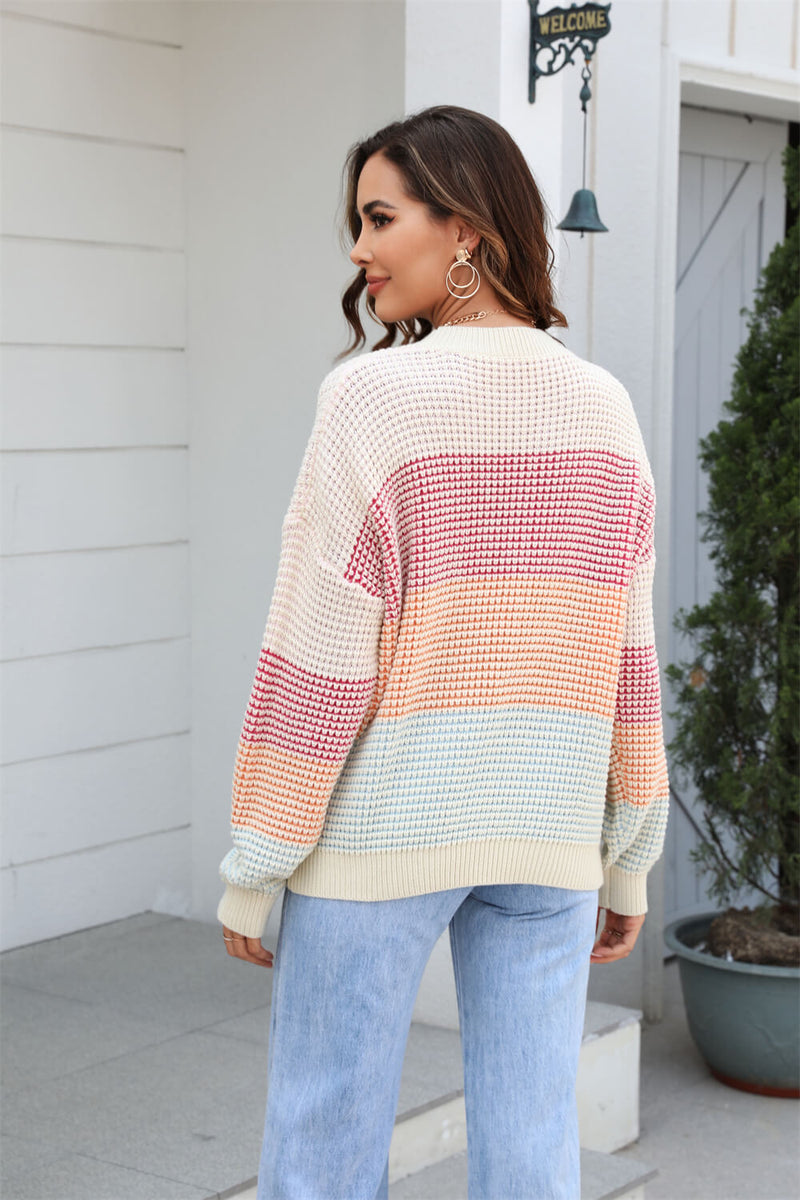 Dont Mind Me Striped Knit Sweater - Beige