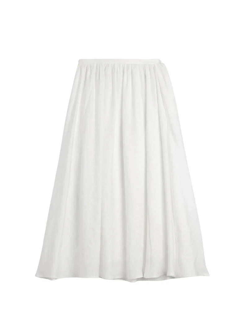High Waist All-matching Linen Pleated Maxi Skirt