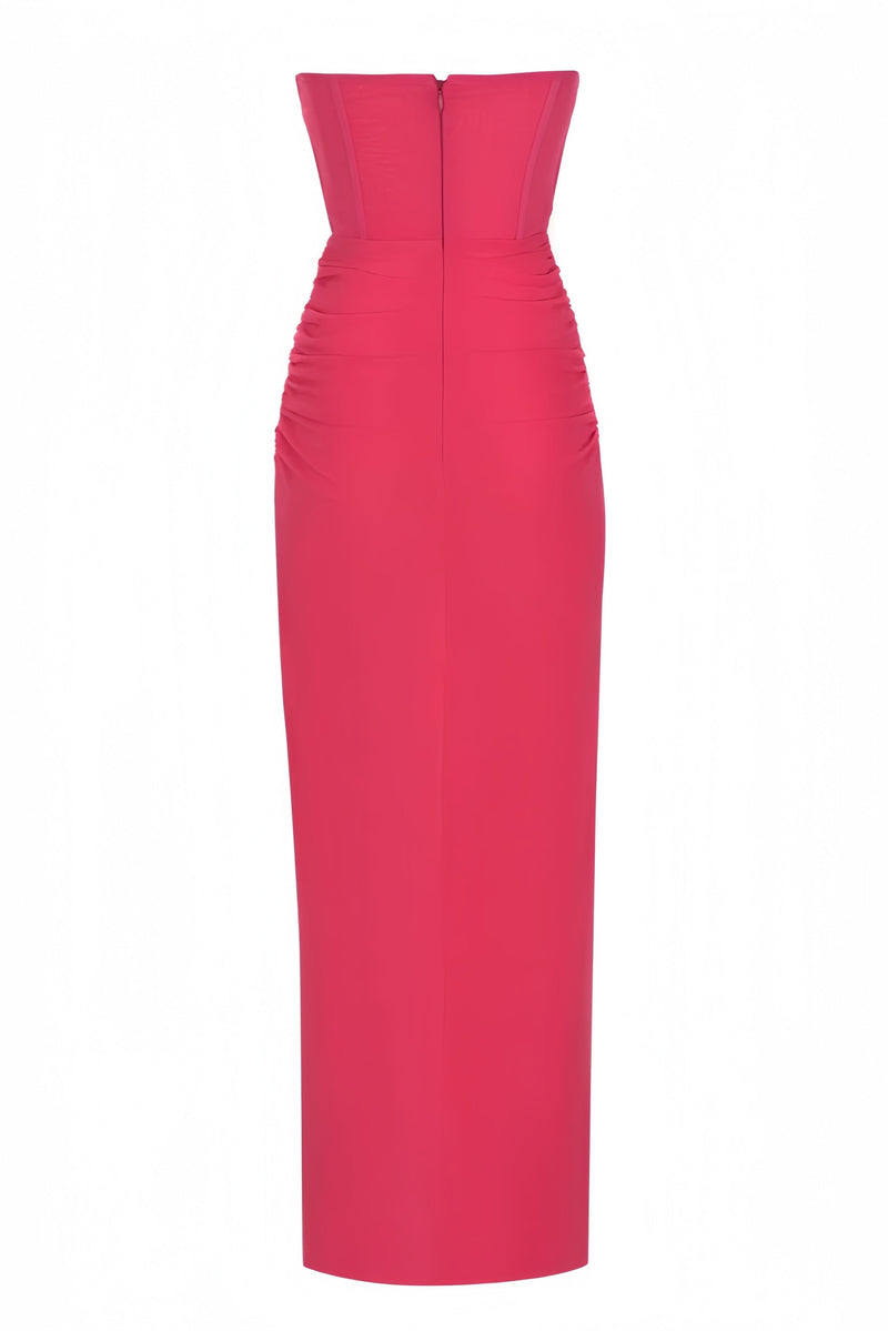 Amabel Corset Split Maxi Dress-pink