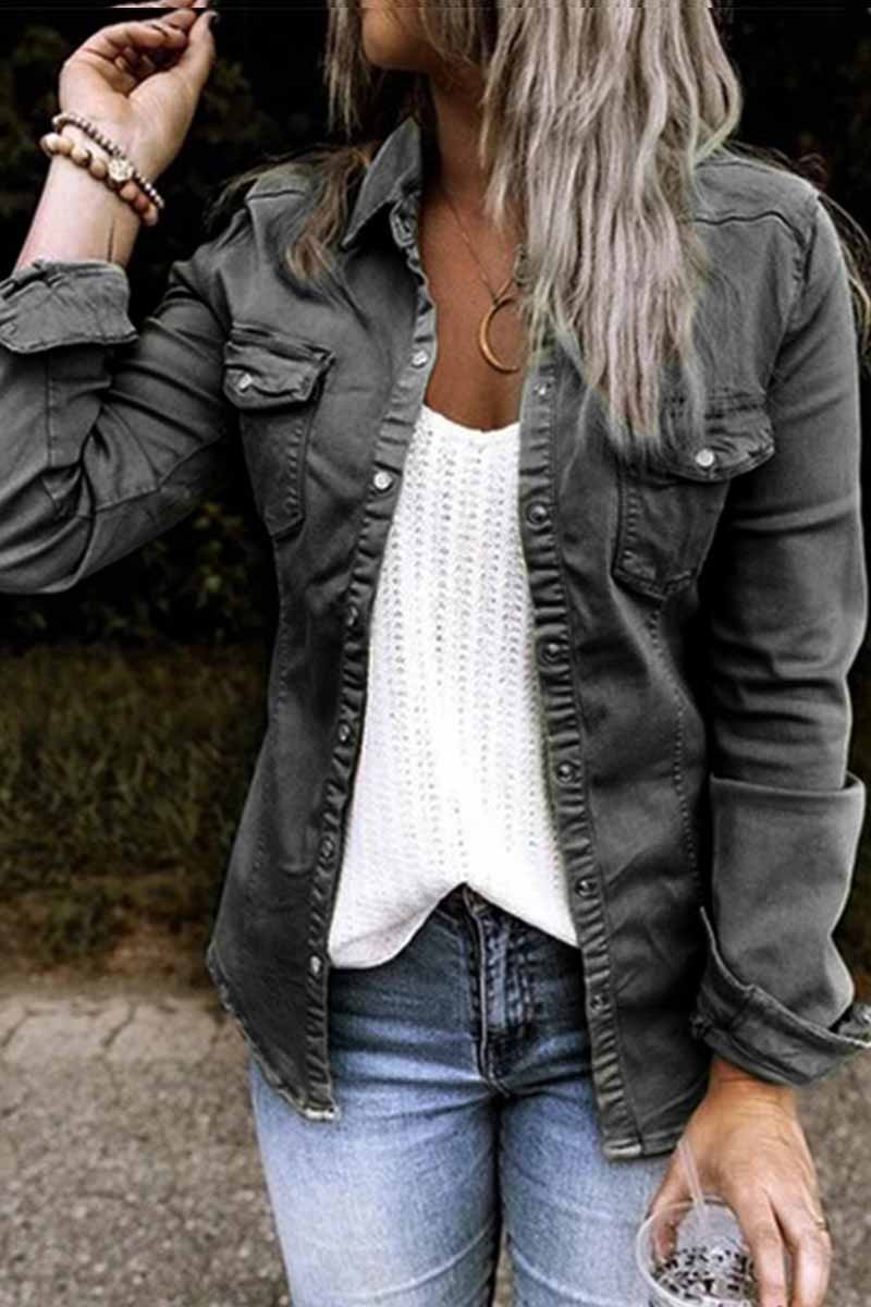 Long Sleeve Color Blouse(4 Colors)