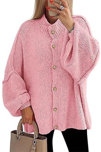 Moxidress Button Up Balloon Sleeves Sweater Cardigan