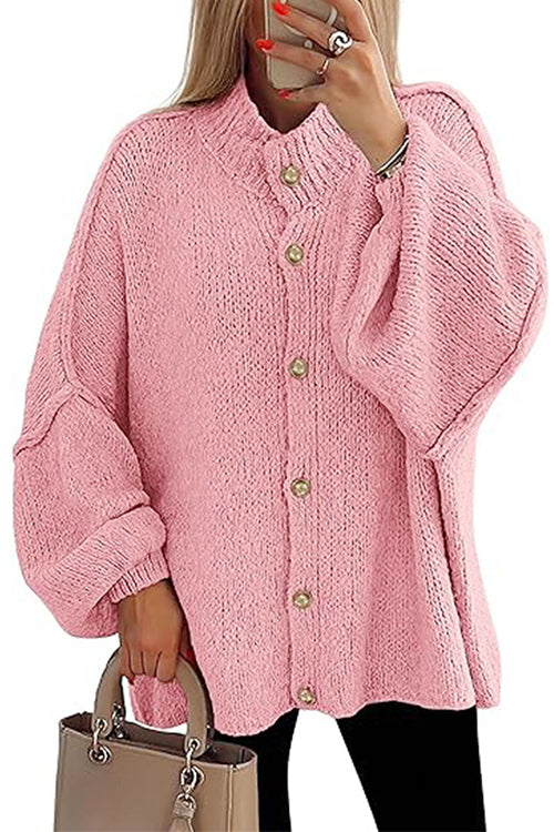 Moxidress Button Up Balloon Sleeves Sweater Cardigan
