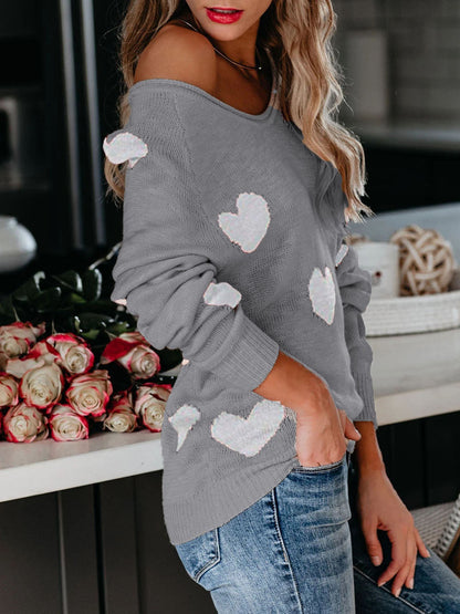 Valentine's Day V-neck Knit Sweater