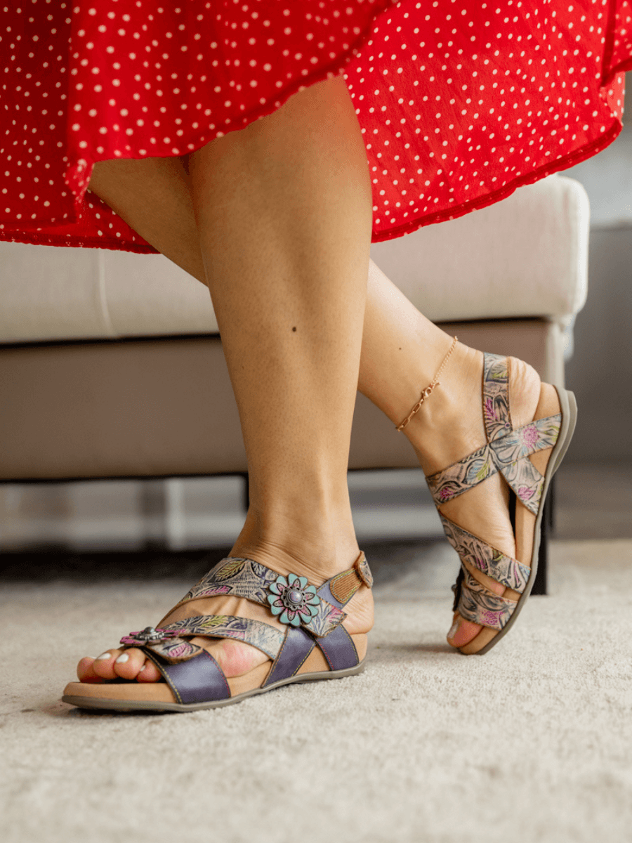 Soffia | Celine Abstract Leather Footbed Sandal