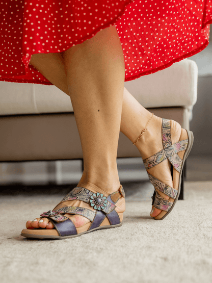 Soffia | Celine Abstract Leather Footbed Sandal