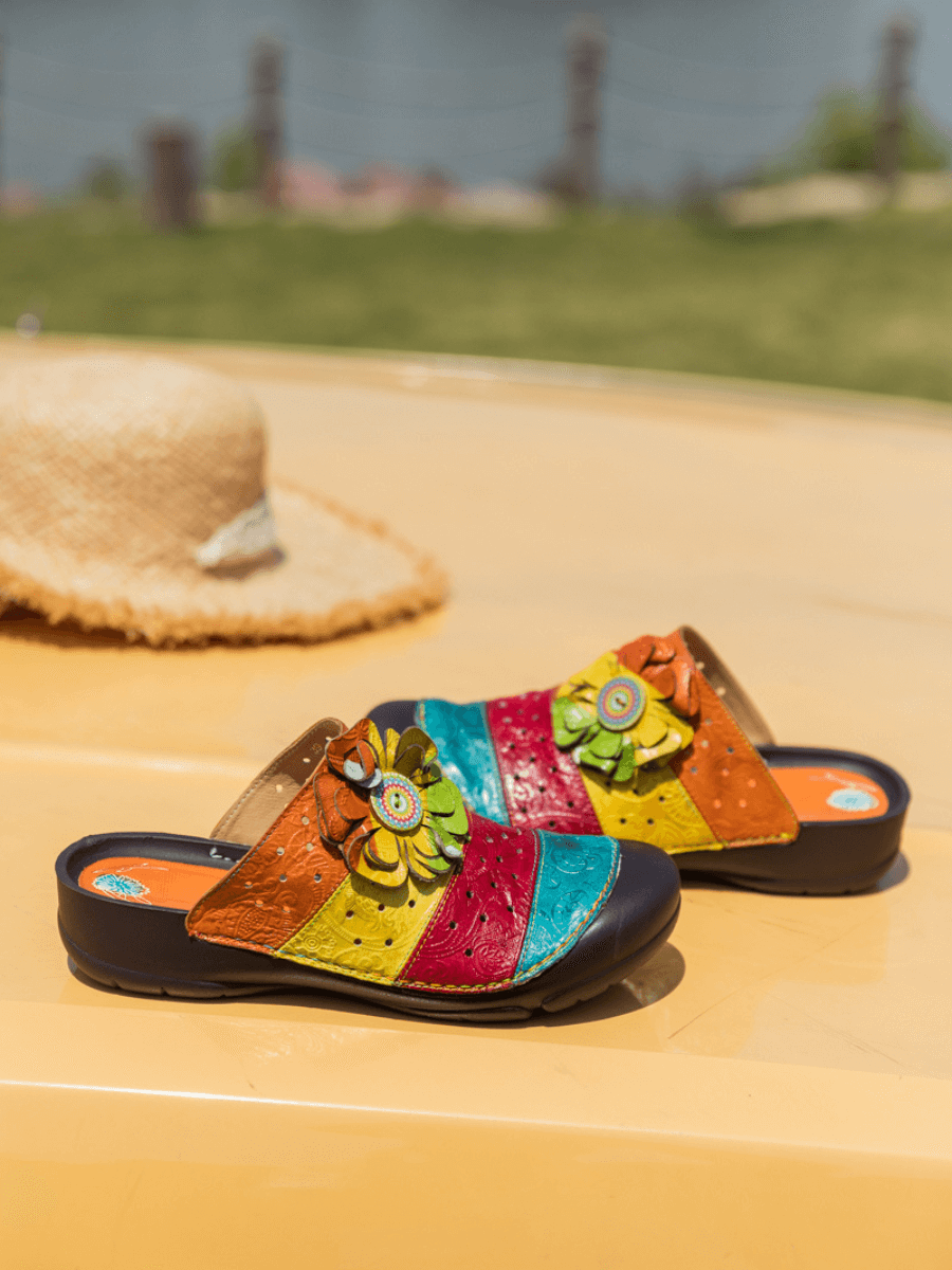 Soffia | Rainbow Streak Leather Sandal