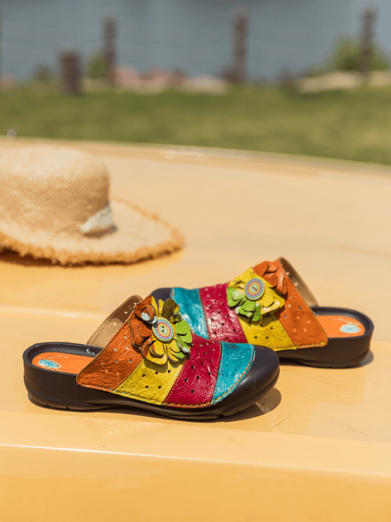 Soffia | Rainbow Streak Leather Sandal