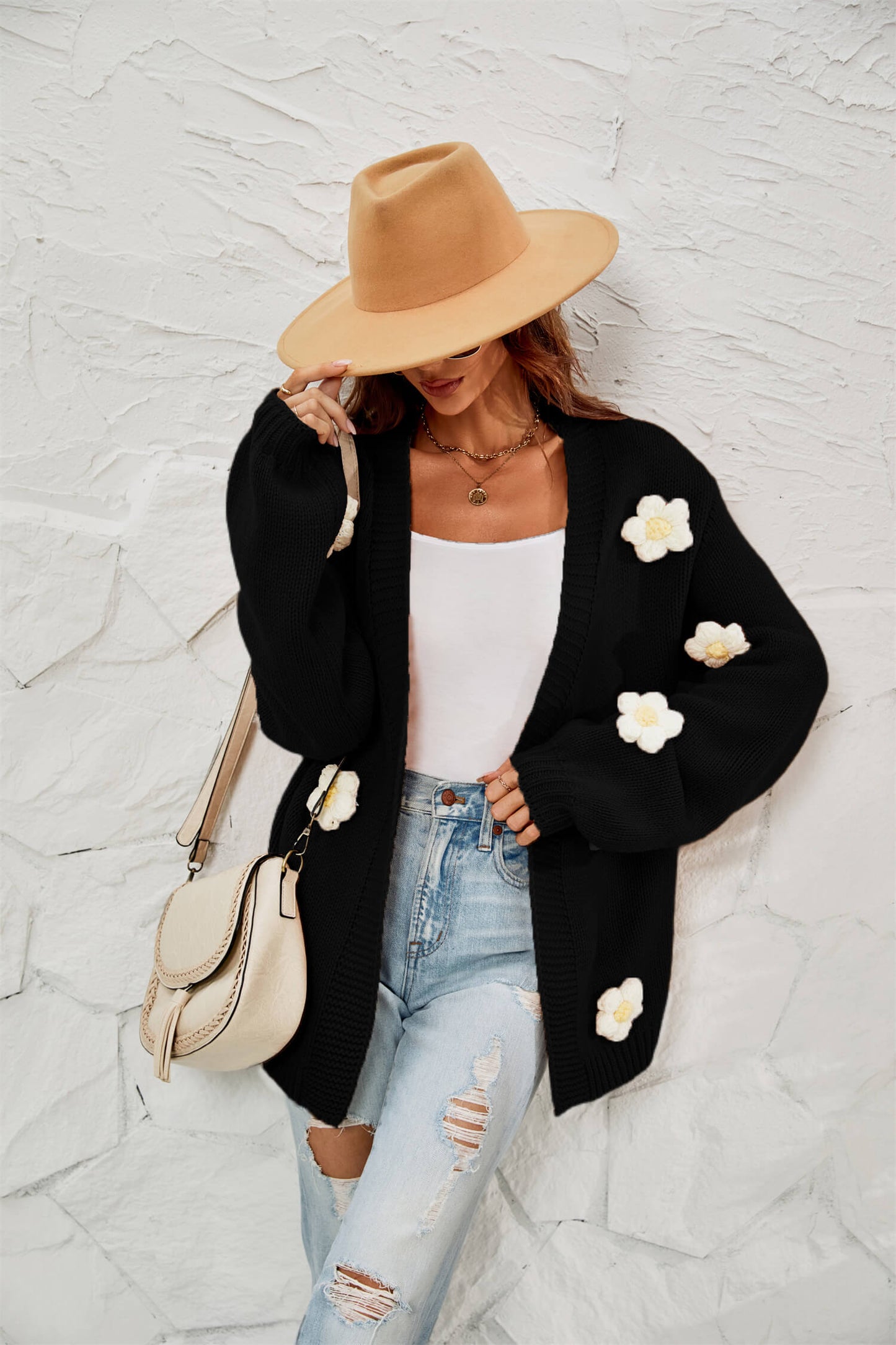 Fall in Daisy Oversized Knit Cardigan
