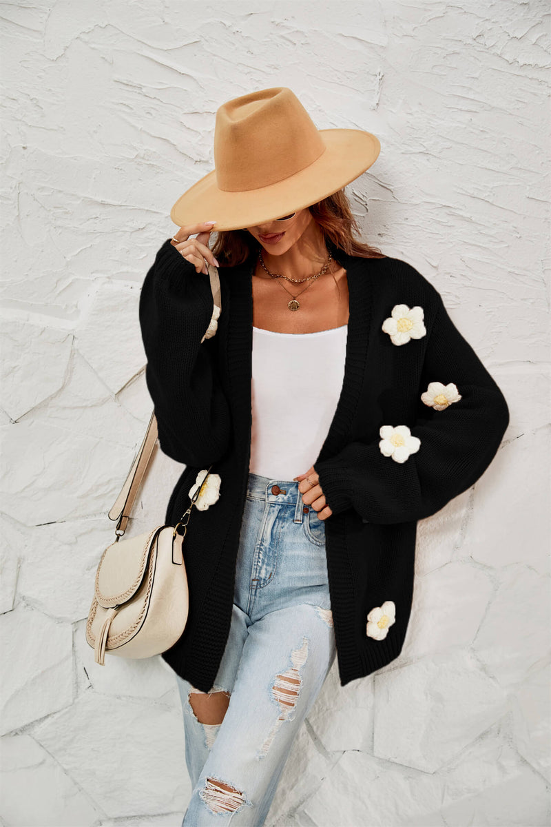 Fall in Daisy Oversized Knit Cardigan