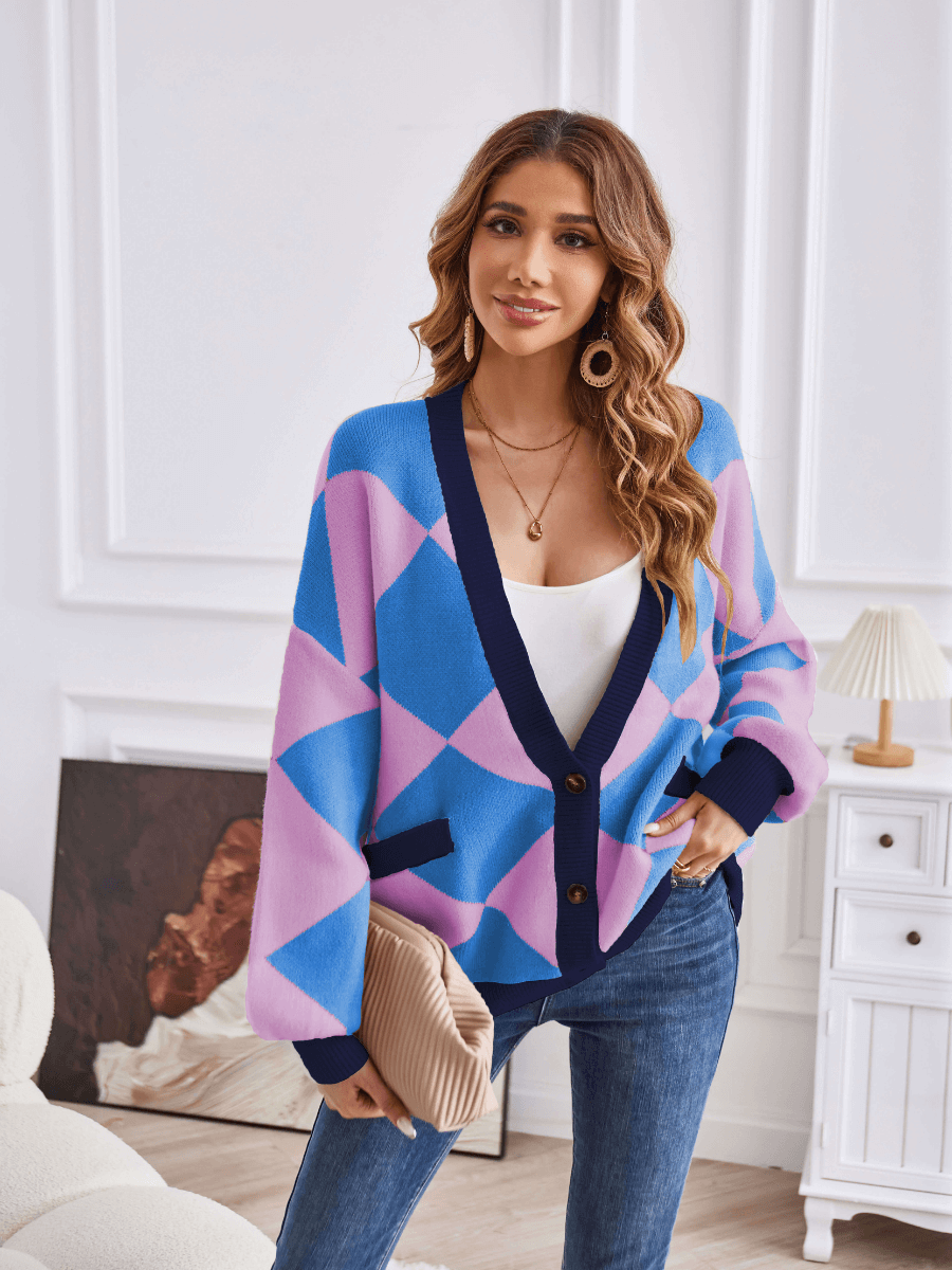 Boyfriend Pocketed Knit Cardigan - Blue