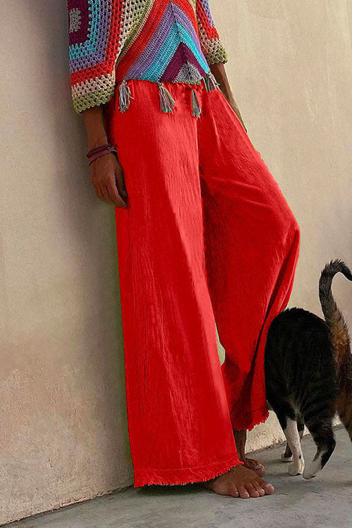 Raw Hem Wide Leg Pants