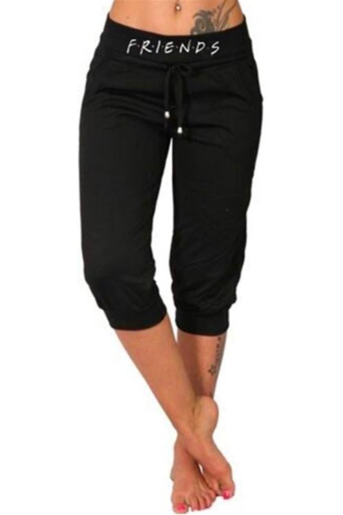 Moxidress Letter Printed Cropped Pants