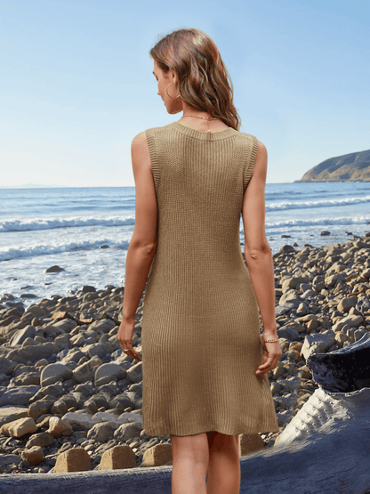 Elma Heart Collar Tank Sweater Mini Dress
