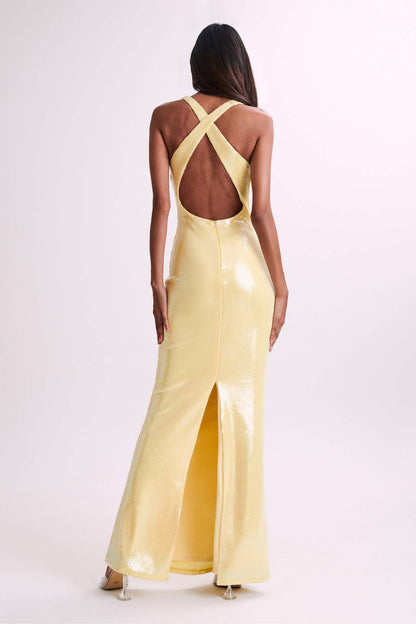 Cut-out Halter High Slit Maxi Dress