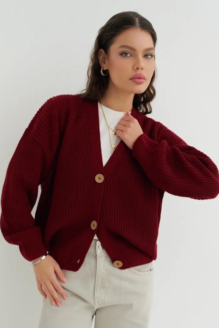Relaxed Fit Color Cardigan