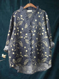 Elegant Lace Floral Embroidered Linen Blend Shirt elevenforest