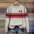 Women's Canadian Maple Leaf Stripe Basic Sweatshirt elevenforest