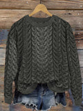 Women's Super Soft Honeycomb Aran Crew Neck Sweater artswardrobe