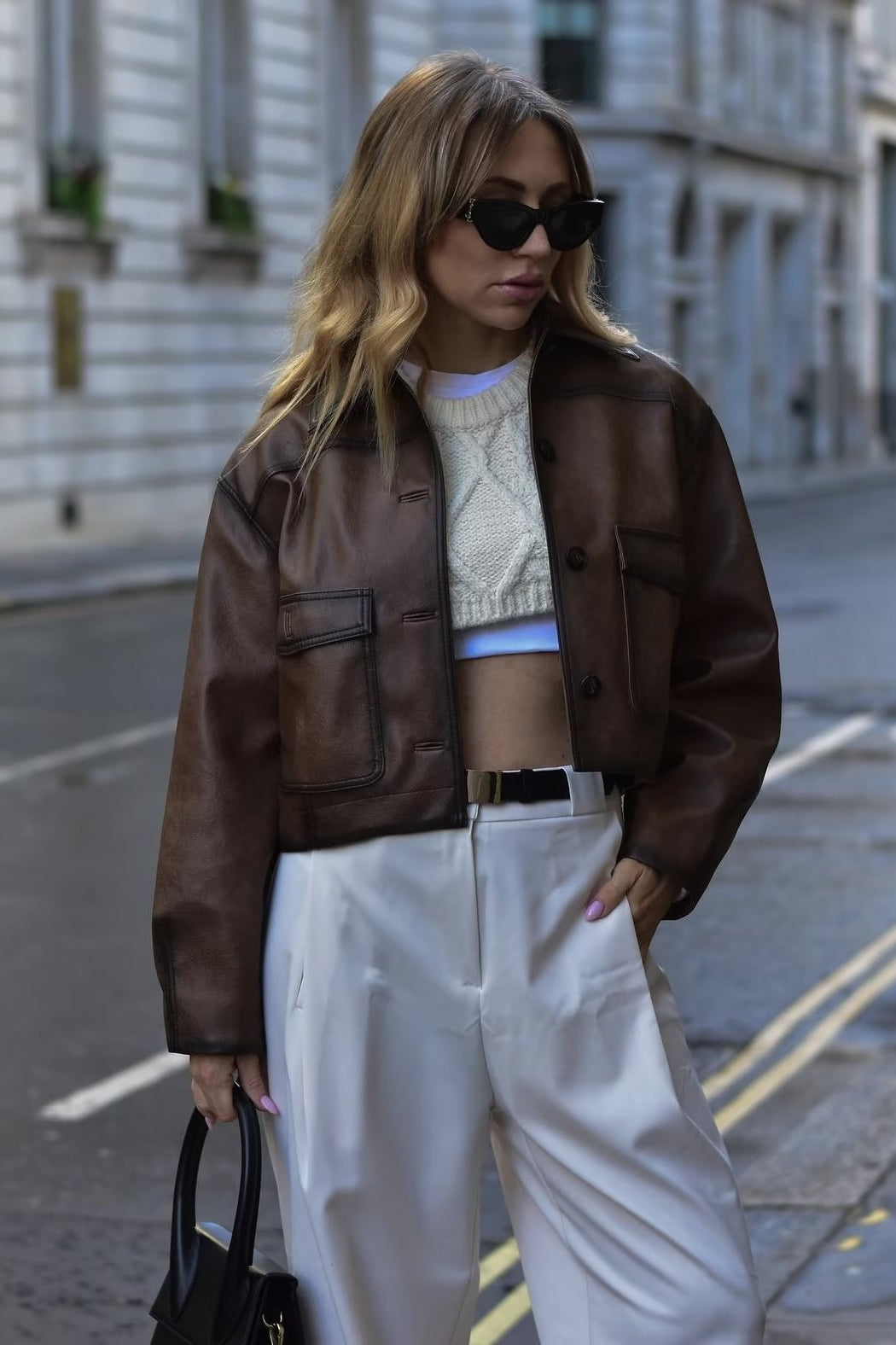 Brown Faux Leather Coat