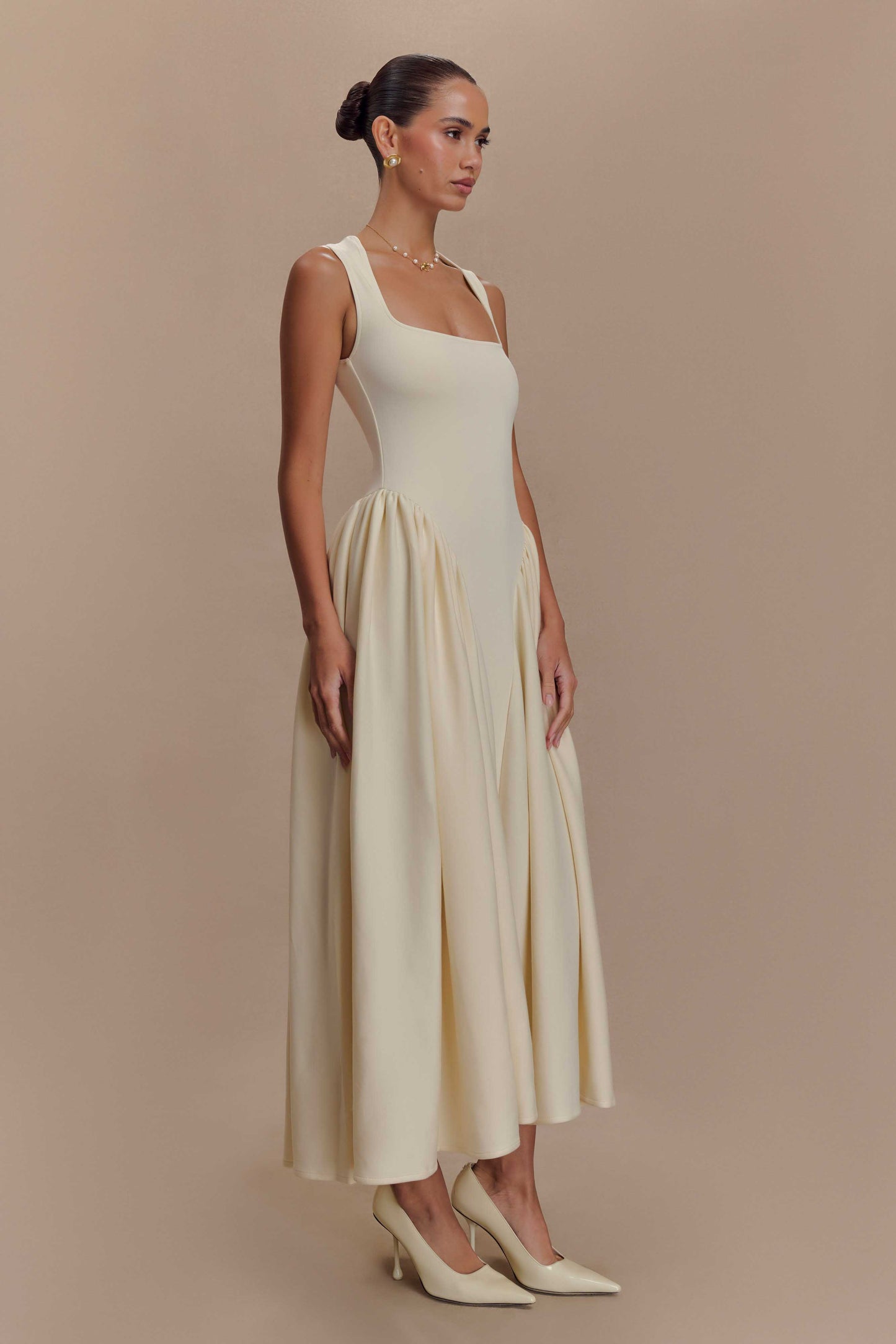 Sharissa — Midi Dress With Sculpted Straps and Comfortable Fit