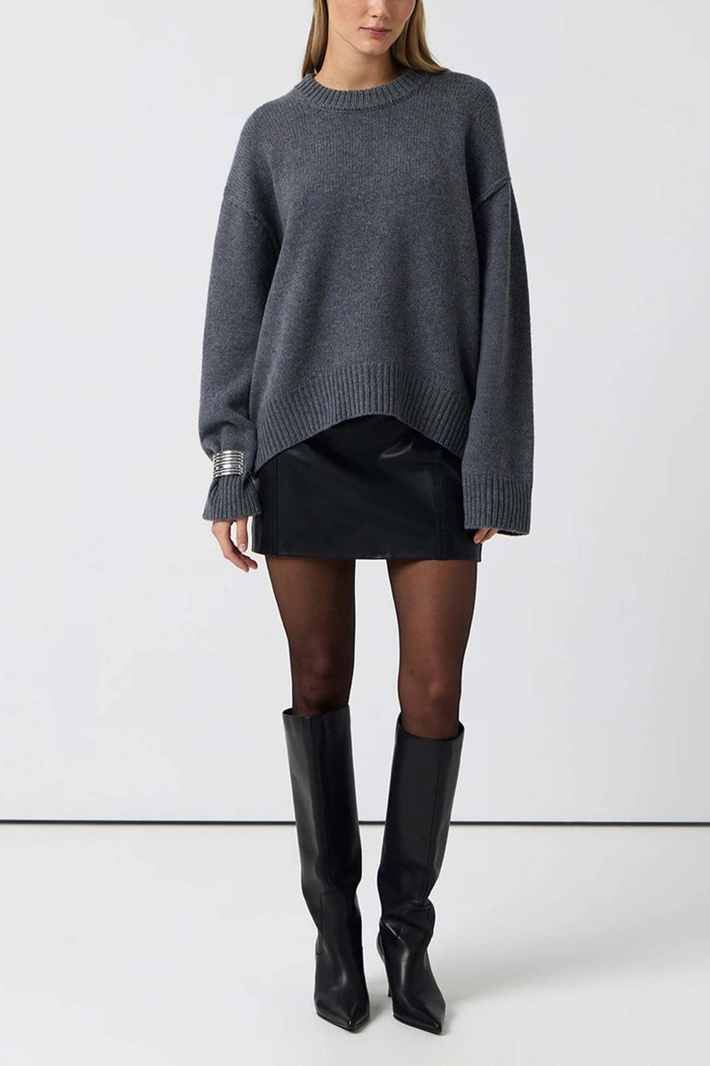 Round Neck Color Pullover Sweater