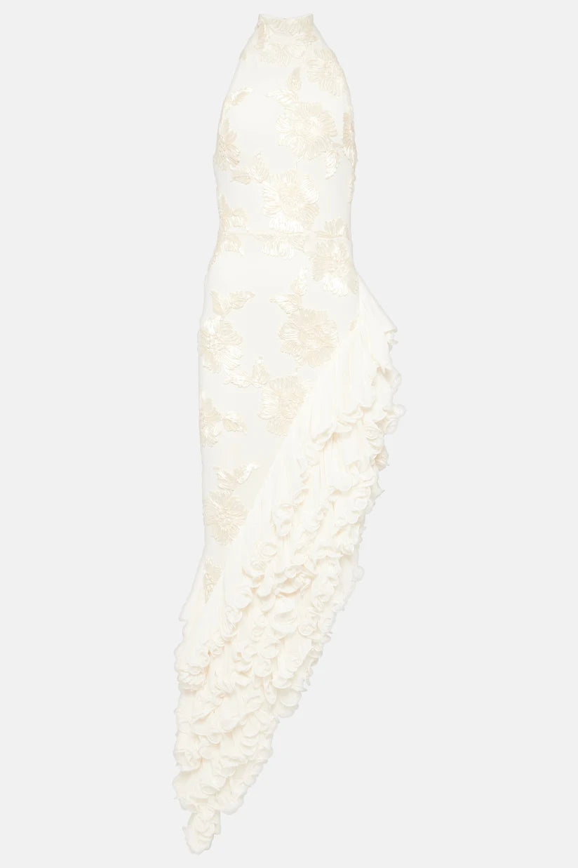 Liora — Appliqué Maxi Dress With Sheer Layers