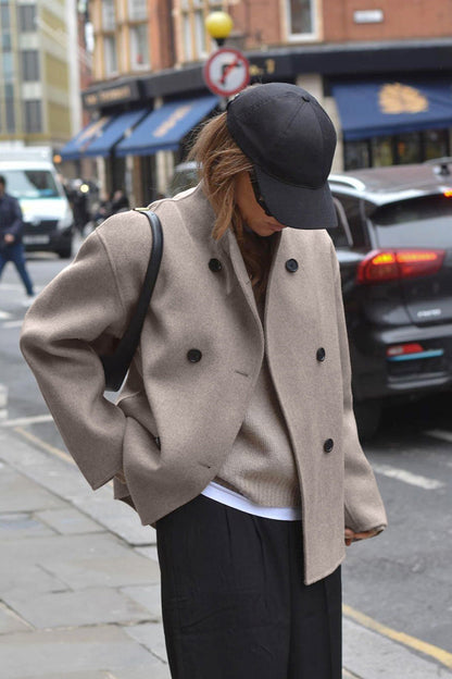 Brown Double-breasted Blazer Coat