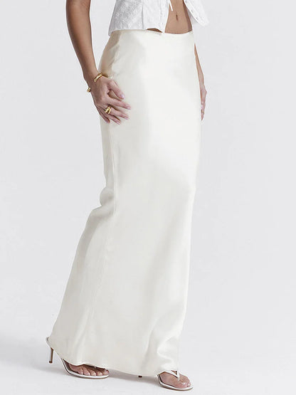 Long Skirt Patchwork for Slim Party Gown Skirt Summer New High Waist Outfits White Y2k Skirt