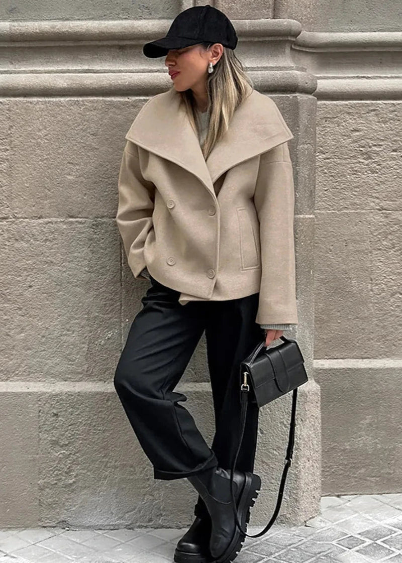 Minimalist Wool Blend Short Coat