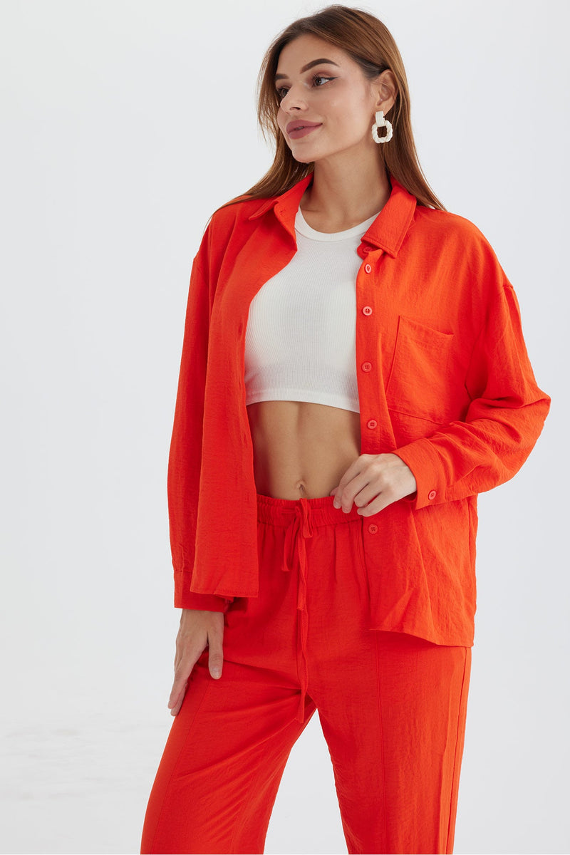 Long Sleeve Color Shirt Long Pants Set