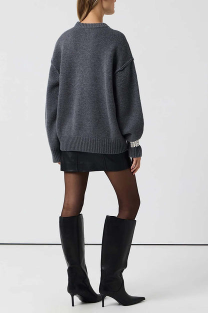 Round Neck Color Pullover Sweater