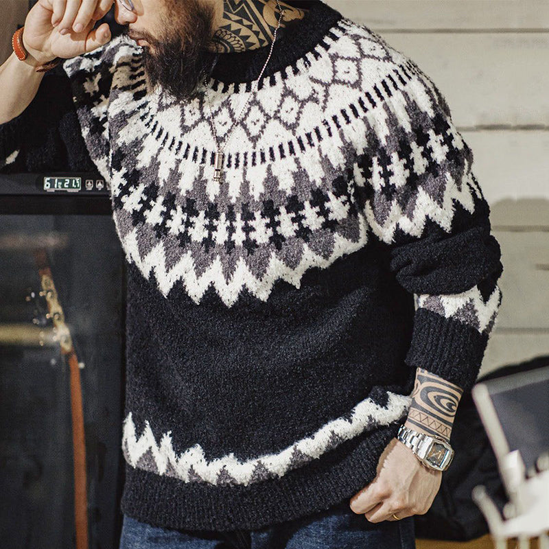 Vintage Ethnic Style Fairman Island Knit Jacquard Sweater elevenforest
