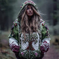 Women's Vintage Viking Tree Of Life Art Knit Zip-up Hooded Sweater artswardrobe