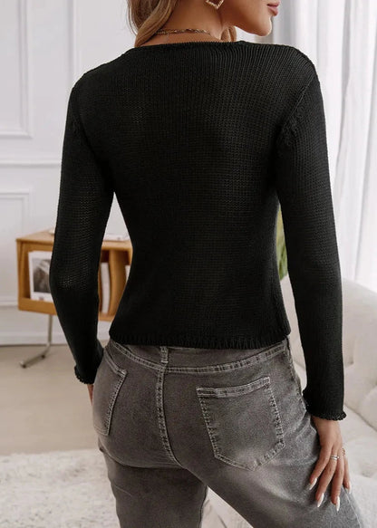 Hollow Knit Long Sleeve Cardigan