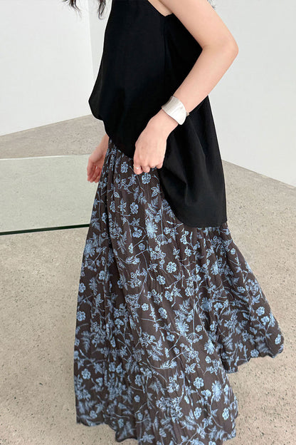 Retro High Waist Pleated a Line Skirt