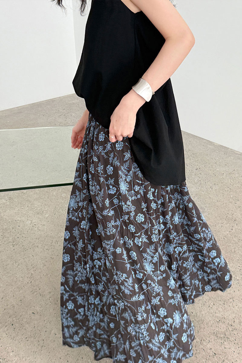 Retro High Waist Pleated a Line Skirt