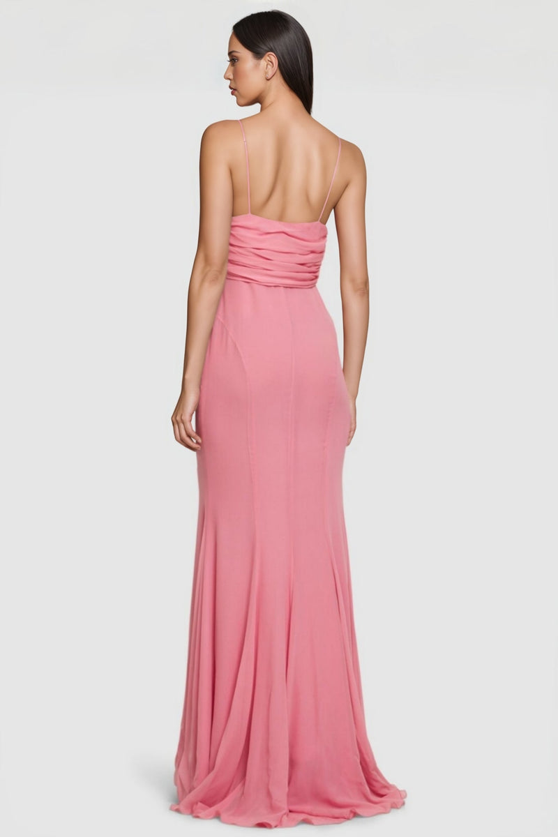Xinia Pink 3d Flower Backless Maxi Dress