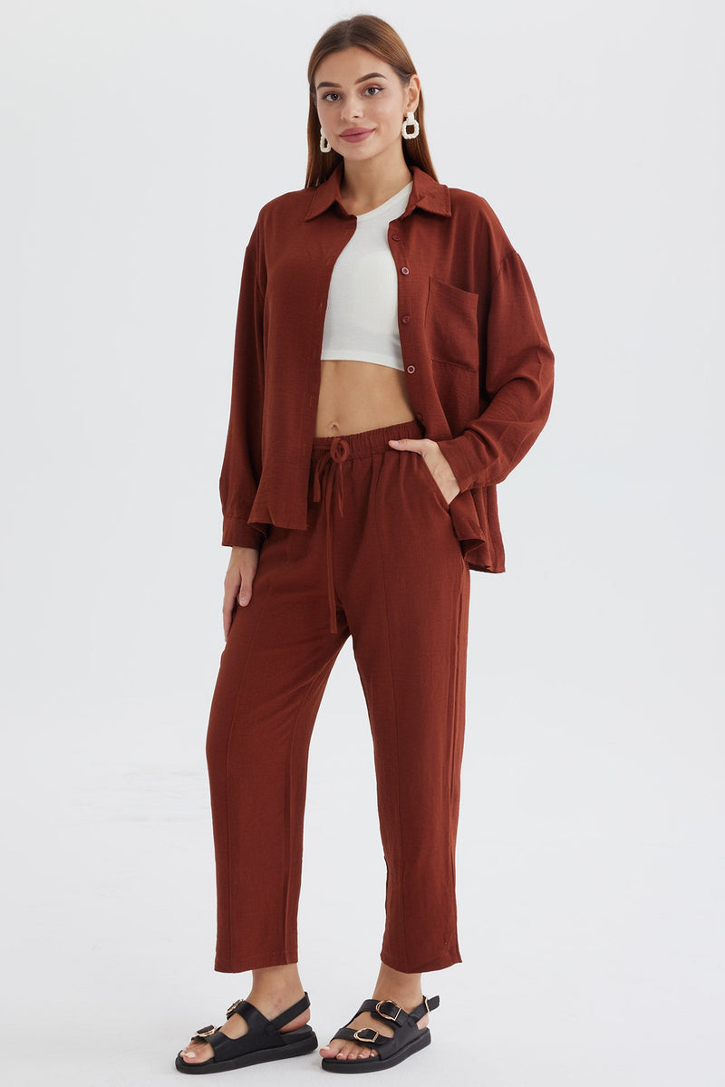 Long Sleeve Color Shirt Long Pants Set
