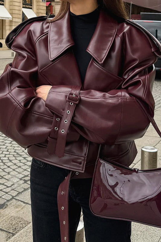 Burgundy Moto Coat