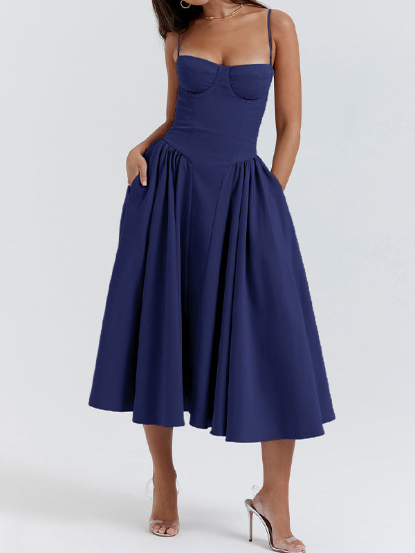 Navy Blue Cami Midi Dress