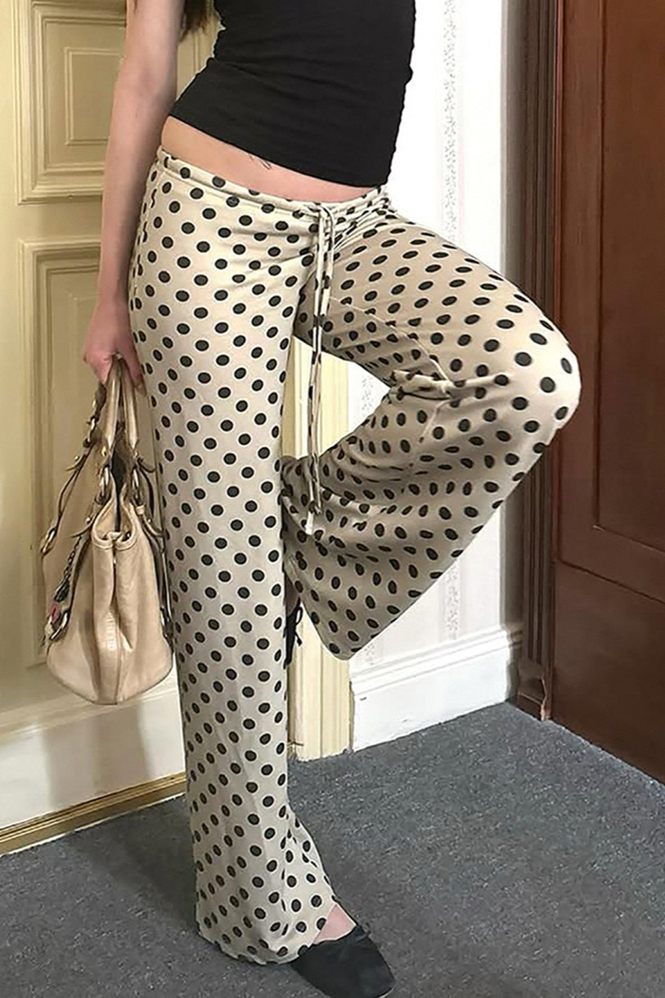 Polka Dot Flared Loose Pants