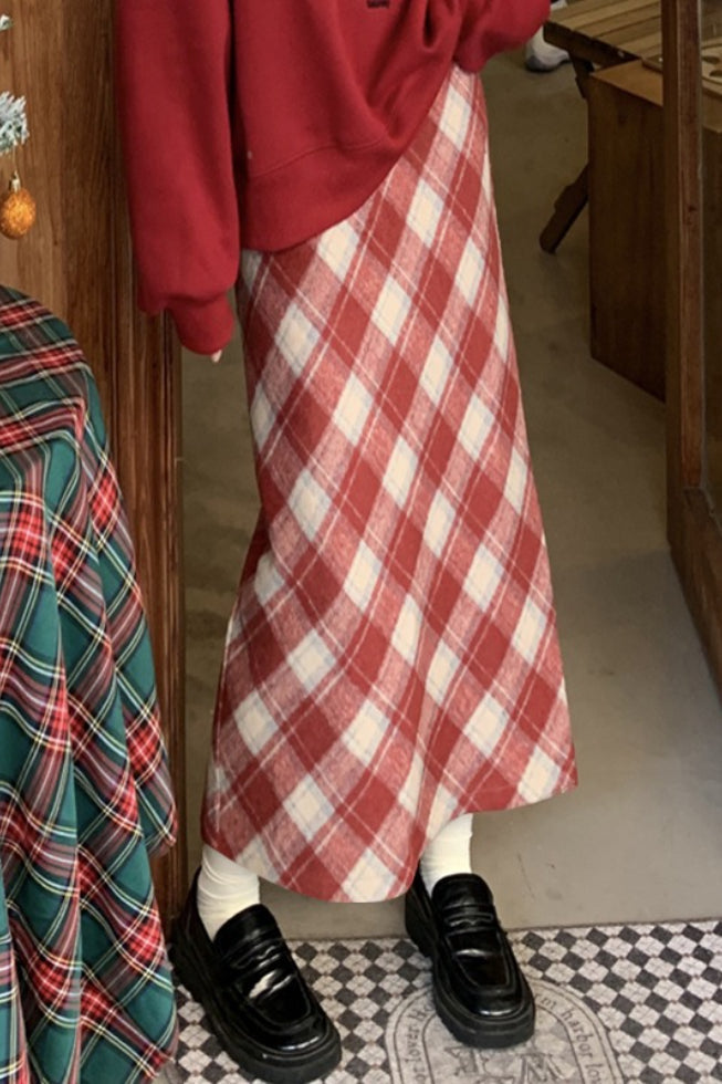High Waist A-line Slit Skirt